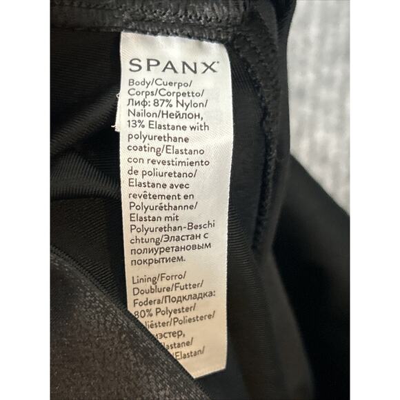 Spanx Women's Leggings Sz Small Petite Black Faux Leather Ankle Pull-On Stretch - Picture 8 of 8